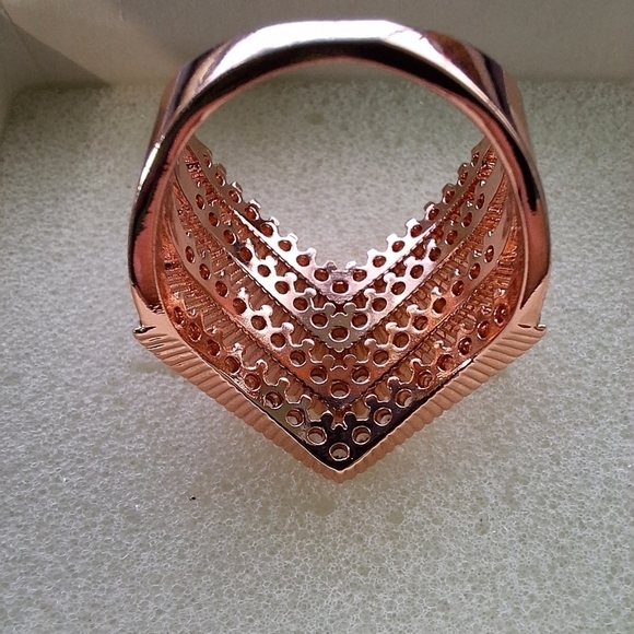 Callura Rose Goldtone Four-Layer Pave Ring with Swarovski Crystals - Picture 10 of 11